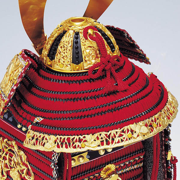 平安豊久　 五月人形　雄山作 四分の一 本仕立竹雀之鎧 赤糸威 鎧飾り　詳細画像