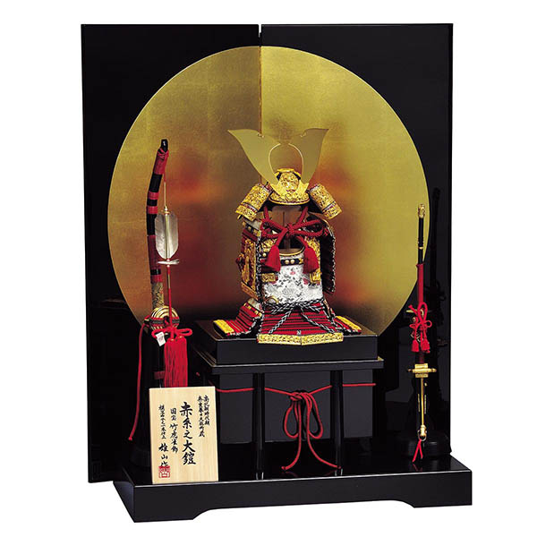 雄山作 四分の一 本仕立竹雀之鎧 赤糸威 鎧飾り