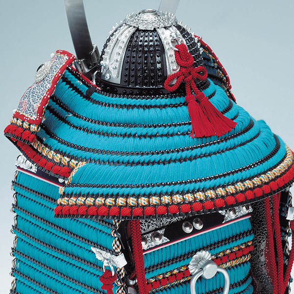 平安豊久　 五月人形　雄山作 四分の一 本仕立浅葱威大鎧 浅葱威 鎧飾り　詳細画像