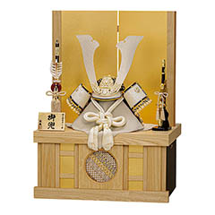 五月人形: 翠鳳作 永都 えいと 着用兜 収納飾り 寄木細工 LED照明付き 飾り台