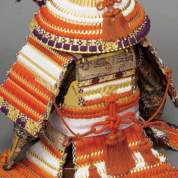 平安豊久　 五月人形　平安武久作 承徳 正絹朱中白縅 箔押し大鎧 鎧飾り　詳細画像