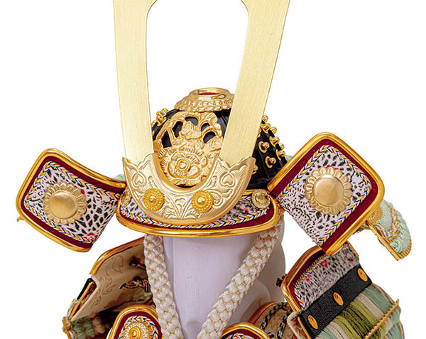 平安豊久　 五月人形　武蔵朔太郎作 奉納淡緑糸沢瀉 鎧飾り　詳細画像