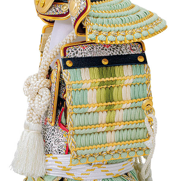 平安豊久　 五月人形　武蔵朔太郎作 奉納淡緑糸沢瀉 鎧飾り　詳細画像