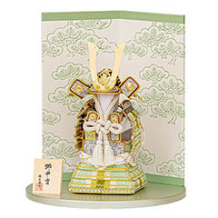 五月人形: 武蔵朔太郎作 奉納淡緑糸沢瀉 鎧飾り