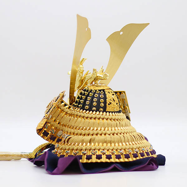 久月　 五月人形　久月 兜 平飾り 正絹 緋縅 鉄刀木調台屏風　詳細画像