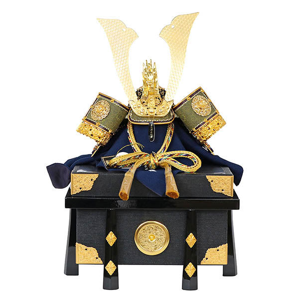 久月　 五月人形　久月 兜 平飾り 正絹 緋縅 鉄刀木調台屏風　詳細画像