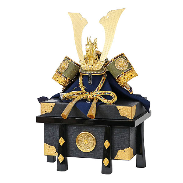 久月　 五月人形　久月 兜 平飾り 正絹 緋縅 鉄刀木調台屏風　詳細画像