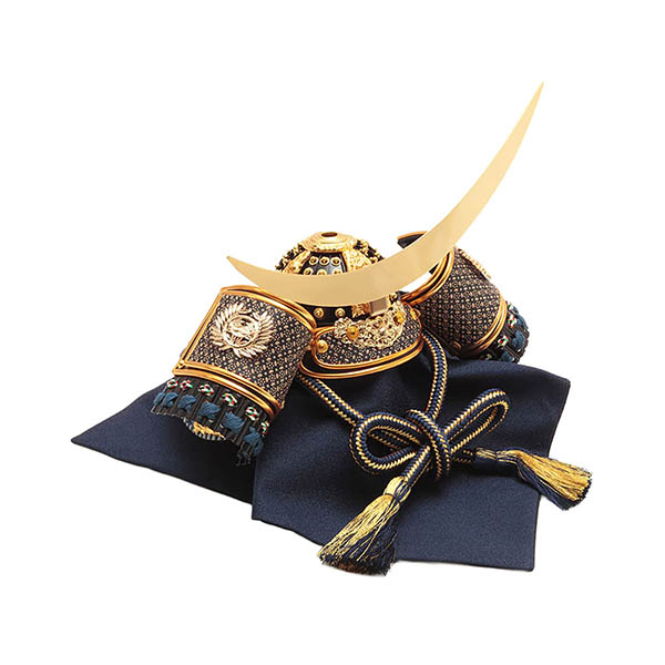 久月　 五月人形　久月 兜 収納飾り 正絹 紺糸段縅 瓢箪二曲屏風 収納箱　詳細画像