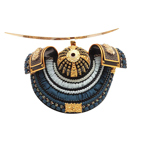 久月　 五月人形　久月 兜 収納飾り 正絹 紺糸段縅 瓢箪二曲屏風 収納箱　詳細画像