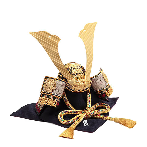 久月　 五月人形　久月 兜 収納飾り 正絹 緋縅 光琳梅二曲屏風 収納箱　詳細画像