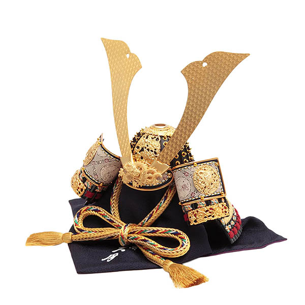 久月　 五月人形　久月 兜 収納飾り 正絹 緋縅 光琳梅二曲屏風 収納箱　詳細画像