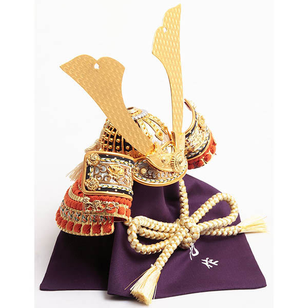 久月　 五月人形　鈴木利光作 兜 収納飾り 本金箔押 正絹 朱糸縅 久月監製　詳細画像