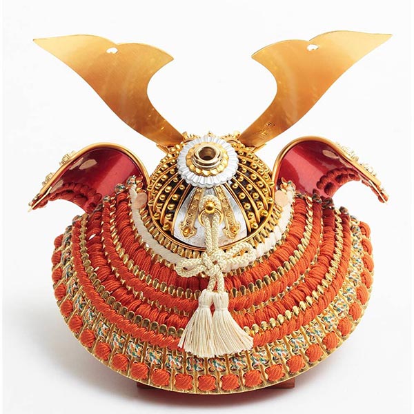 久月　 五月人形　鈴木利光作 兜 収納飾り 本金箔押 正絹 朱糸縅 久月監製　詳細画像