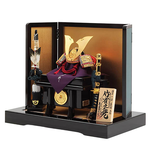 久月　 五月人形　中村宗光作 竹雀之兜 平飾り 正絹 赤糸縅 久月監製　詳細画像