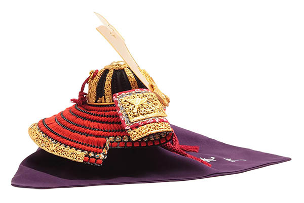 久月　 五月人形　中村宗光作 竹雀之兜 平飾り 正絹 赤糸縅 久月監製　詳細画像