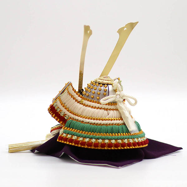 久月　 五月人形　上原玉鳳作 兜 平飾り 正絹 萌黄縅 久月監製　詳細画像