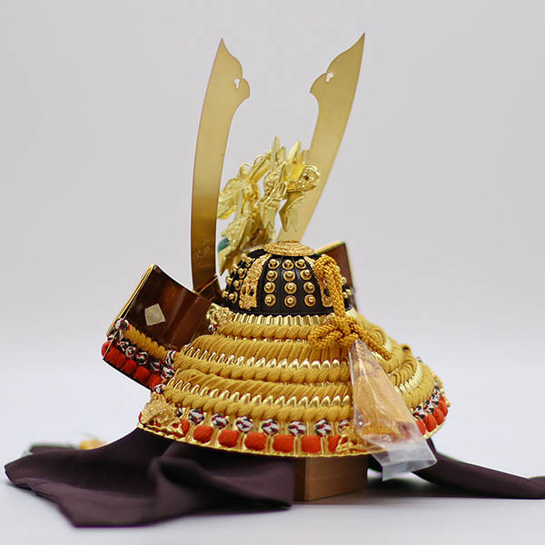 久月　 五月人形　平安武久作 本金箔押 兜 平飾り 正絹 緋縅 久月監製　詳細画像