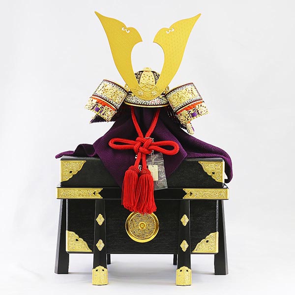 久月　 五月人形　平安武久作 本金箔押 兜 平飾り 正絹 赤糸縅 久月監製　詳細画像