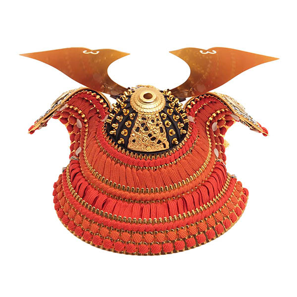 久月　 五月人形　久月作 麒麟児之兜 平飾り 正絹曙縅 麒麟児鯉飾り付き  甲冑師 鈴木利光　詳細画像