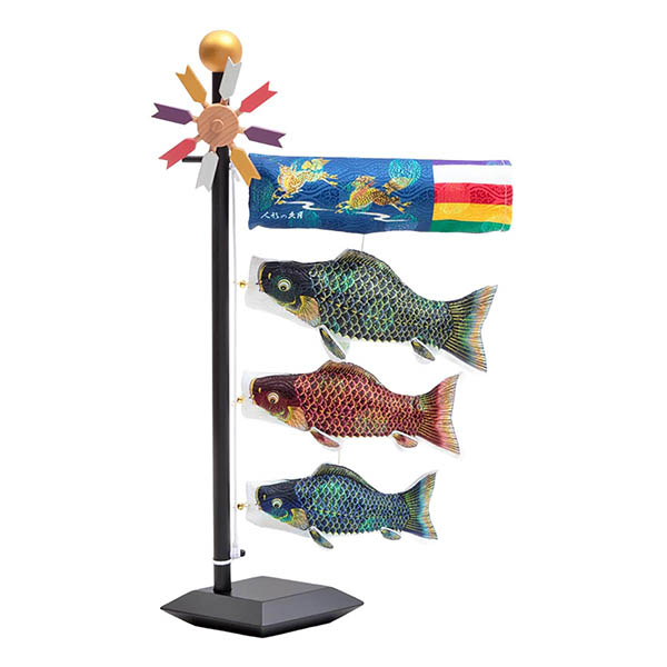 久月　 五月人形　久月作 麒麟児之兜 平飾り 正絹曙縅 麒麟児鯉飾り付き  甲冑師 鈴木利光　詳細画像