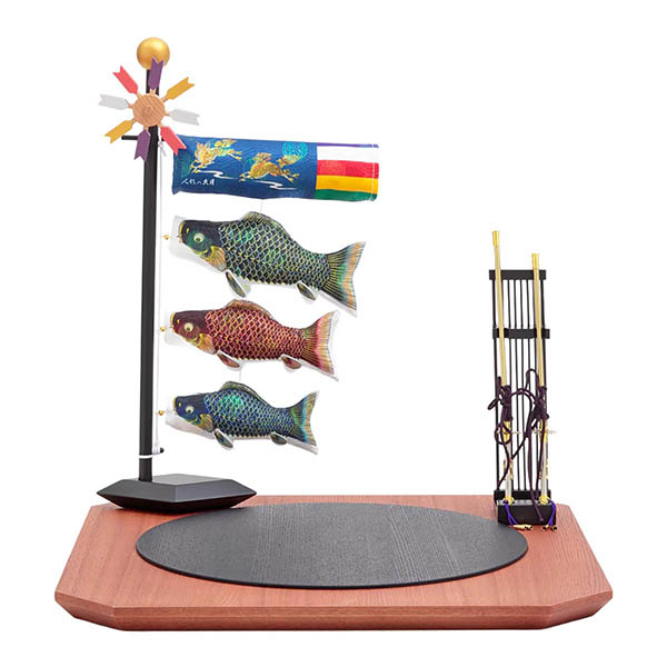 久月　 五月人形　久月作 麒麟児之兜 平飾り 正絹曙縅 麒麟児鯉飾り付き  甲冑師 鈴木利光　詳細画像