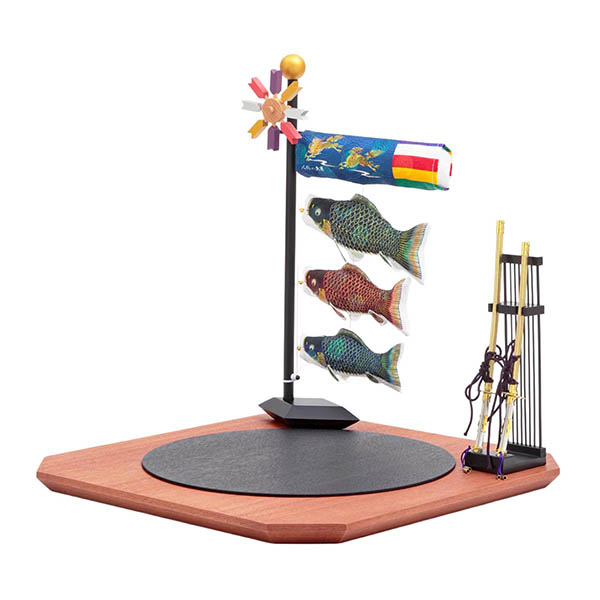 久月　 五月人形　久月作 麒麟児之兜 平飾り 正絹曙縅 麒麟児鯉飾り付き  甲冑師 鈴木利光　詳細画像