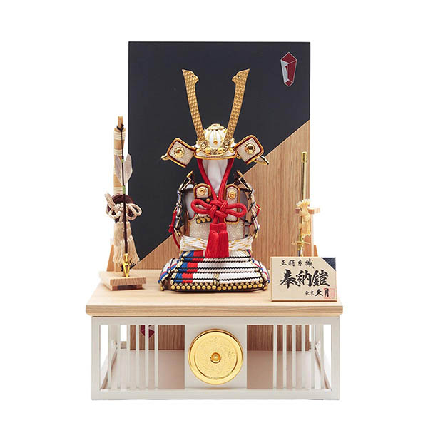 久月　 五月人形　久月 奉納鎧 平飾り 正絹 白糸褄取縅　詳細画像