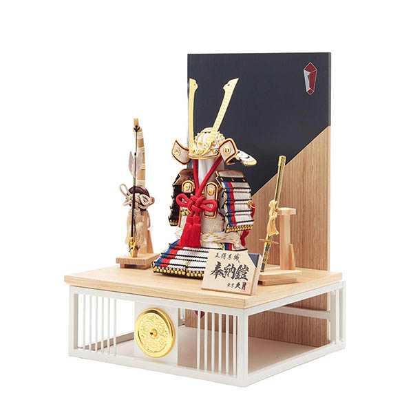 久月　 五月人形　久月 奉納鎧 平飾り 正絹 白糸褄取縅　詳細画像