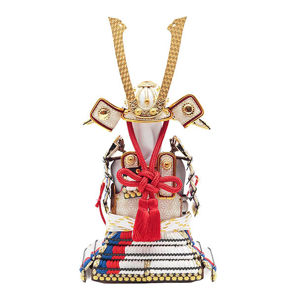 久月　 五月人形　久月 奉納鎧 平飾り 正絹 白糸褄取縅　詳細画像