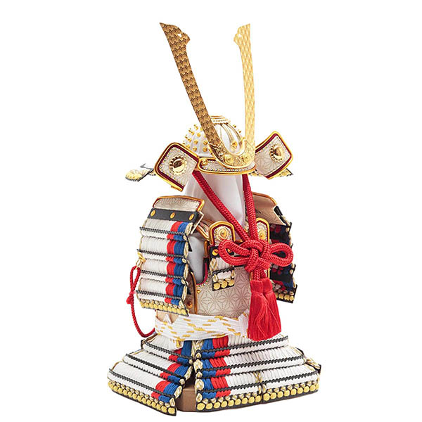 久月　 五月人形　久月 奉納鎧 平飾り 正絹 白糸褄取縅　詳細画像