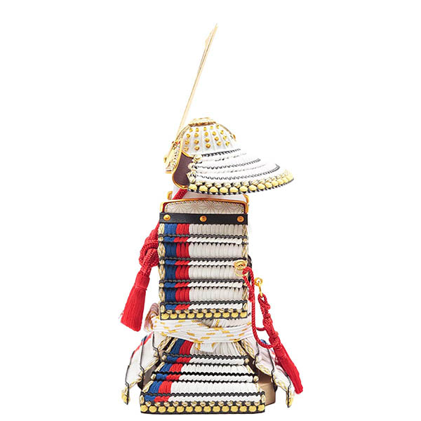 久月　 五月人形　久月 奉納鎧 平飾り 正絹 白糸褄取縅　詳細画像