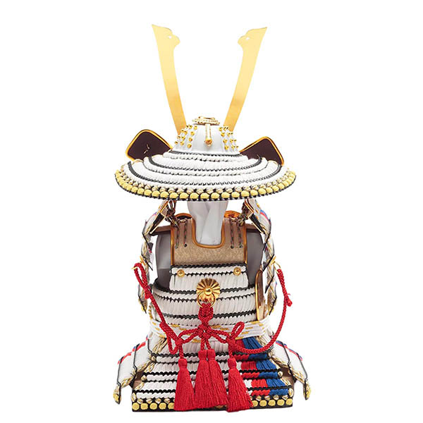 久月　 五月人形　久月 奉納鎧 平飾り 正絹 白糸褄取縅　詳細画像