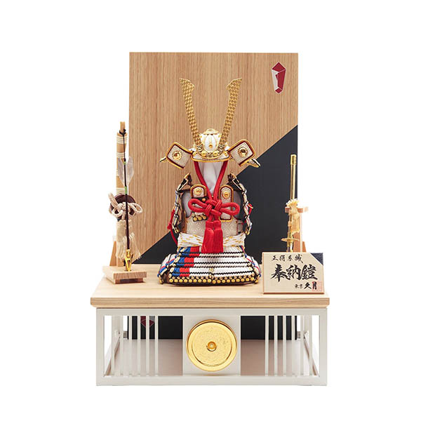 久月 奉納鎧 平飾り 正絹 白糸褄取縅 【5GR-Y4-Z】