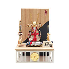 五月人形: 久月 奉納鎧 平飾り 正絹 白糸褄取縅 【5GR-Y4-Z】