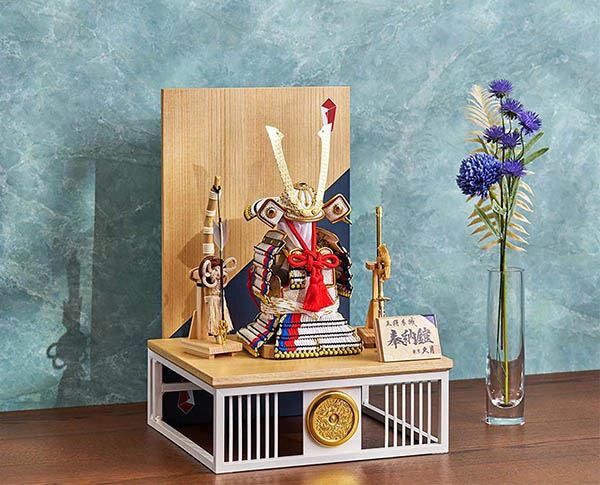 久月　 五月人形　久月 奉納鎧 平飾り 正絹 白糸褄取縅　詳細画像