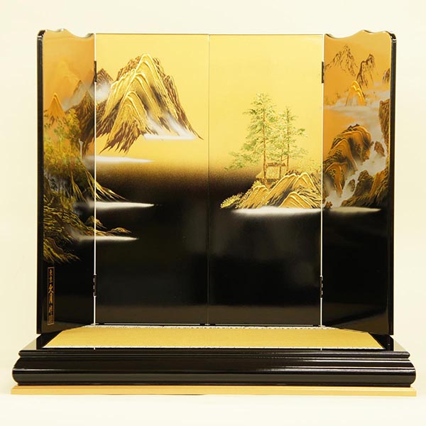 久月　 五月人形　久月作 四神大鎧 平飾り 正絹緋糸褄取縅 駿河古典蒔絵 甲冑師 鈴木利光　詳細画像