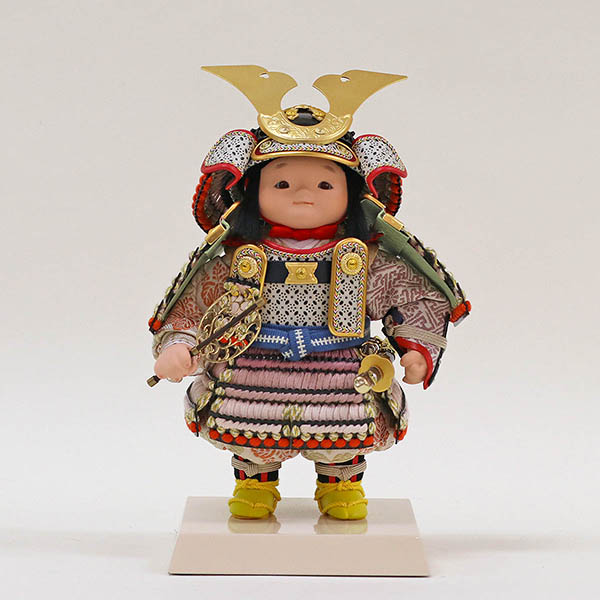 久月　 五月人形　幸一光作 鎧着大将飾り 正絹 紫匂縅 久月監製 二曲短冊和桜屏風　詳細画像