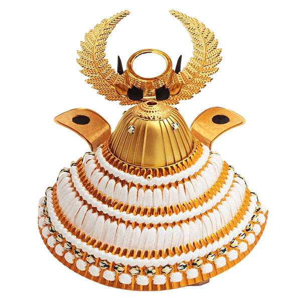 久月　 五月人形　久月 戦国武将 兜 収納飾り 正絹 白糸縅 徳川家康公 駿河古典蒔絵 白木 木目　詳細画像