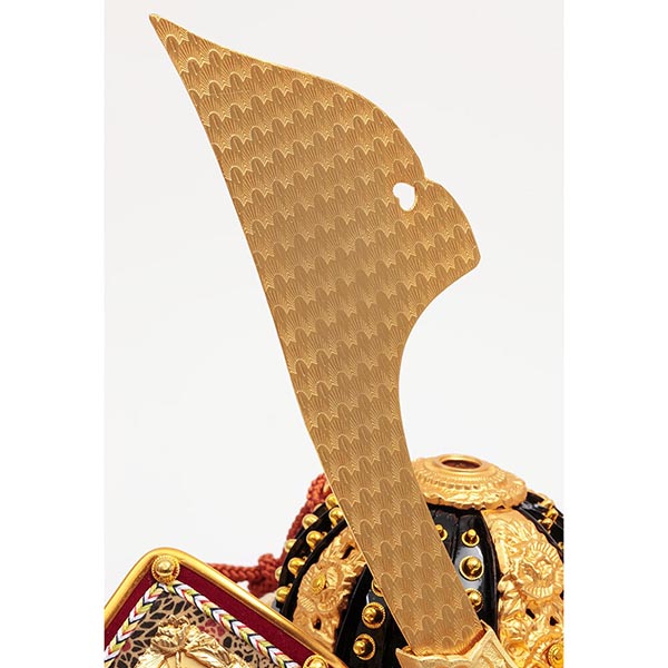 久月　 五月人形　銘木 栃 兜 二引 収納飾り 正絹 茶糸裾後縅 白木 木目　詳細画像