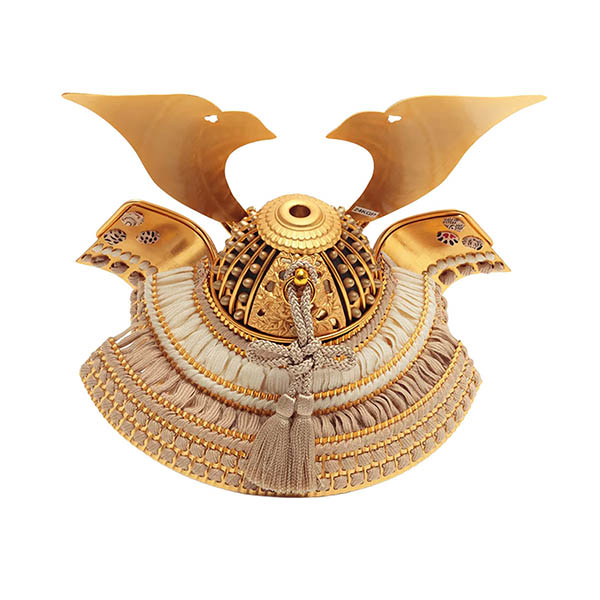 久月　 五月人形　鈴木利光作 銘木 栃 兜 二引き 収納飾り 正絹 薄茶中白縅 久月監製 白木 木目　詳細画像