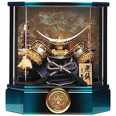 五月人形: 久月 兜 六角 アクリルケース 取付ケース入り 【D-95】