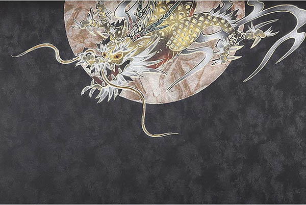 久月　 五月人形　久月 兜 黒赤ぼかし 金彩龍バック ガラスケース 取付ケース入り　詳細画像