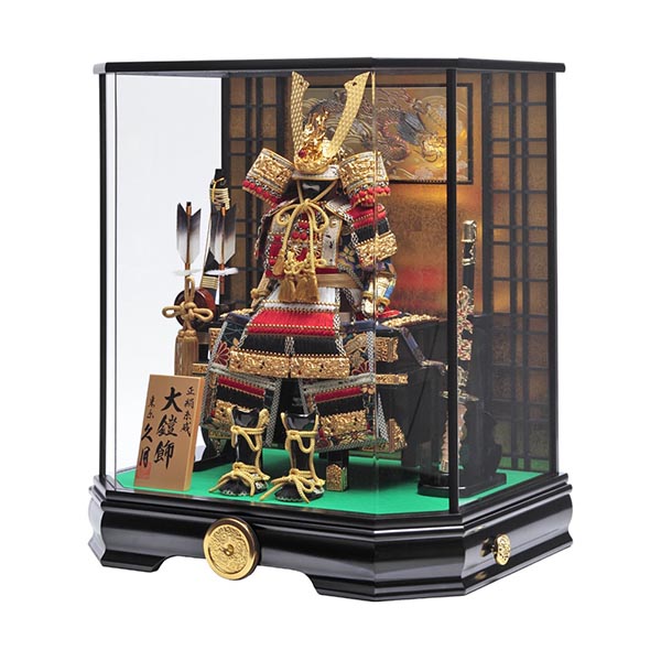 五月人形 久月 久月 鎧 正絹 色々縅 六角 前面アクリルケース 取付ケース入り 詳細画像 久月 五月人形 久月 鎧 正絹 色々縅 六角 前面アクリルケース 取付ケース入り 詳細画像