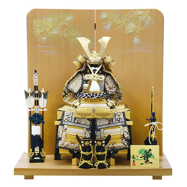 金茶中白縅 鎧 白木 木目 平飾り