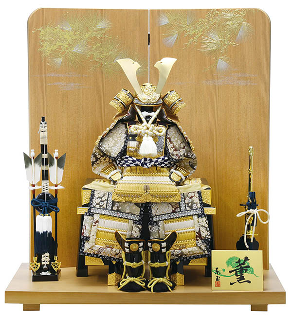 東玉　 五月人形　金茶中白縅 鎧 白木 木目 平飾り　詳細画像