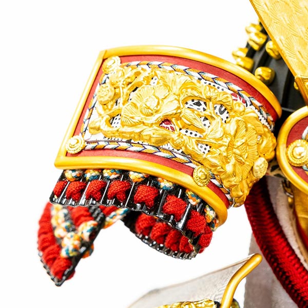 吉徳　 五月人形　雄山作 正絹茜絲縅 鎧飾り　詳細画像