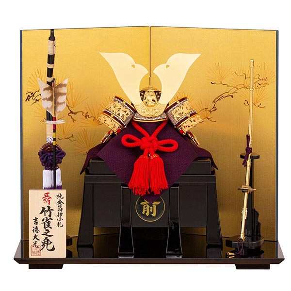 正絹赤絲縅 純金箔押兜 兜飾り 【582H63562】