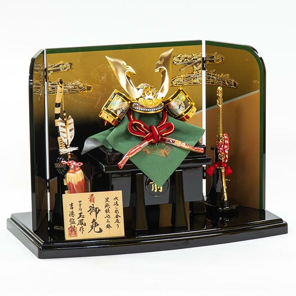 吉徳　 五月人形　玉鳳作 正絹白紺段縅 兜飾り 　詳細画像