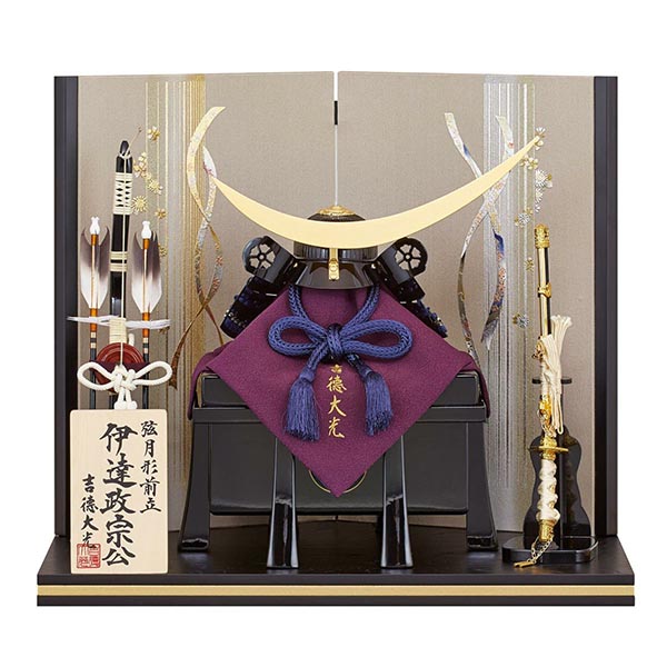 正絹紺絲縅 伊達政宗公 兜飾り  【782H63562】