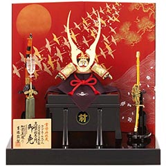 加藤義駿作 正絹薄紅中白縅 和紙小札 兜飾り 【393H63562】